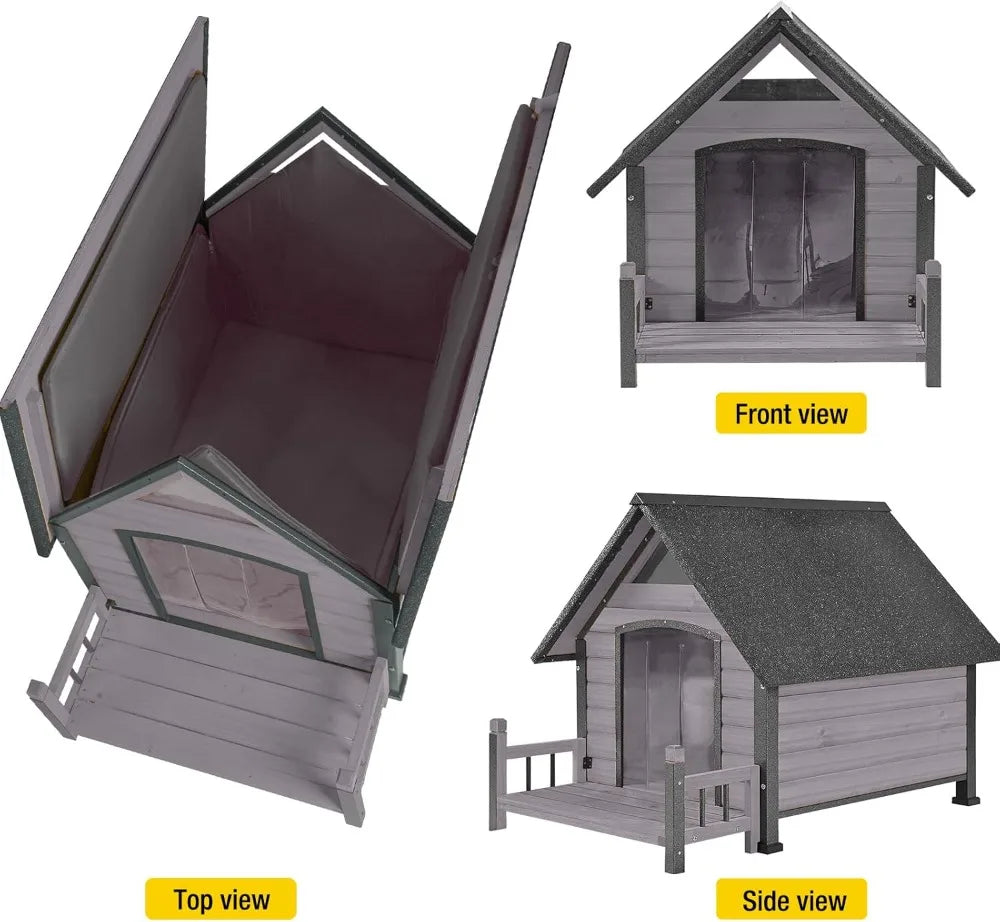 Dog House Outdoor Insulated Dog Kennel for Large Breed 50.87 Inch Weatherproof Large Dog Shelter with Anti Chewing - Sales Savvy Shop