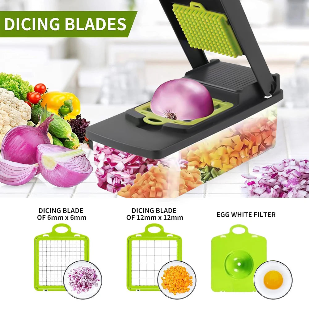 14 in 1 Multifunctional Vegetable Onion Manual Chopper Food Kitchen Potato Cutter Shredder Slicer Kitchen Gadget - Sales Savvy Shop
