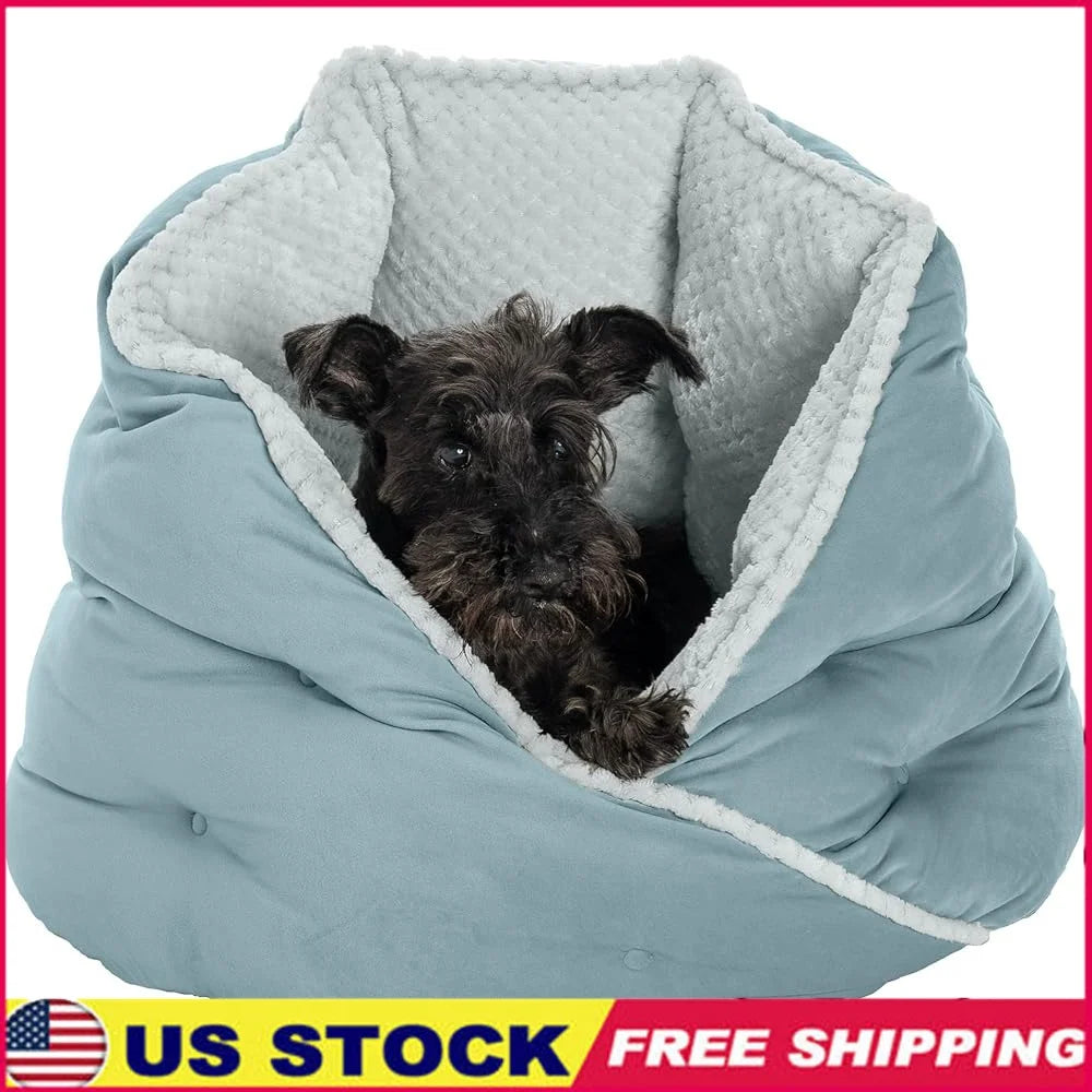 Comfortable Washable Pet Bed for Indoor Cats and Small Dogs Fiber-Filled Hug Bed with Non-Slip Base Cozy Plush Sleeping Space - Sales Savvy Shop