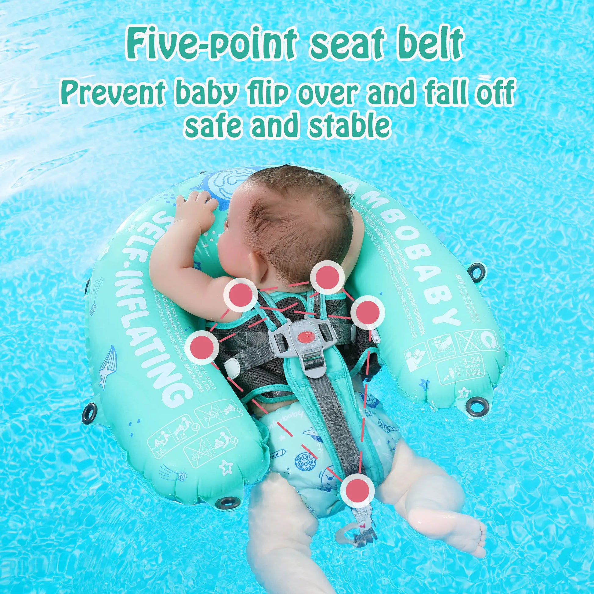Hecciei Mambobaby Self Inflating Baby Swim Float with Canopy Compressible Folding Pool Float Soft Waterproof Swim Trainer - Sales Savvy Shop