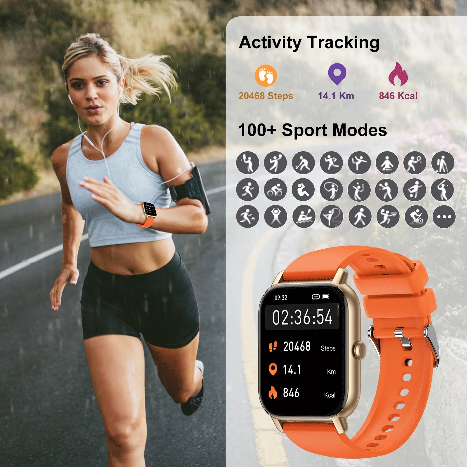 Nerunsa Smart Watch 1.85 Inch IP68 Waterproof Fitness Tracker with 110 Plus Sport Modes Heart Rate and Sleep Monitor - Sales Savvy Shop