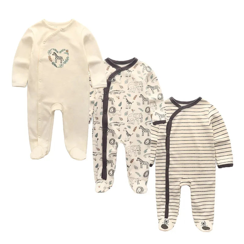 Fashion 3 Piece Autumn Winter Long Sleeve Casual Baby Girl Romper 100 Percent Cotton Soft Newborn Jumpsuit Clothes - Sales Savvy Shop