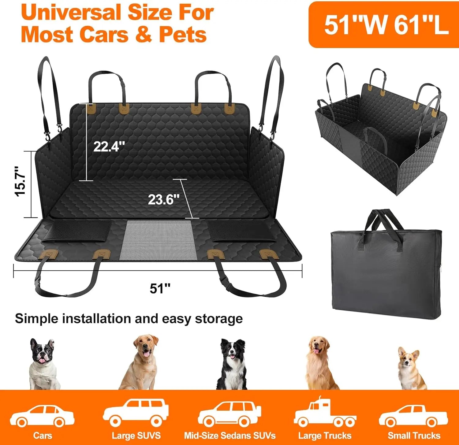 Waterproof Pet Travel Accessories Foldable Dog Car Seat Safety Hammock Trunk Mat Rear Seat Protector - Sales Savvy Shop