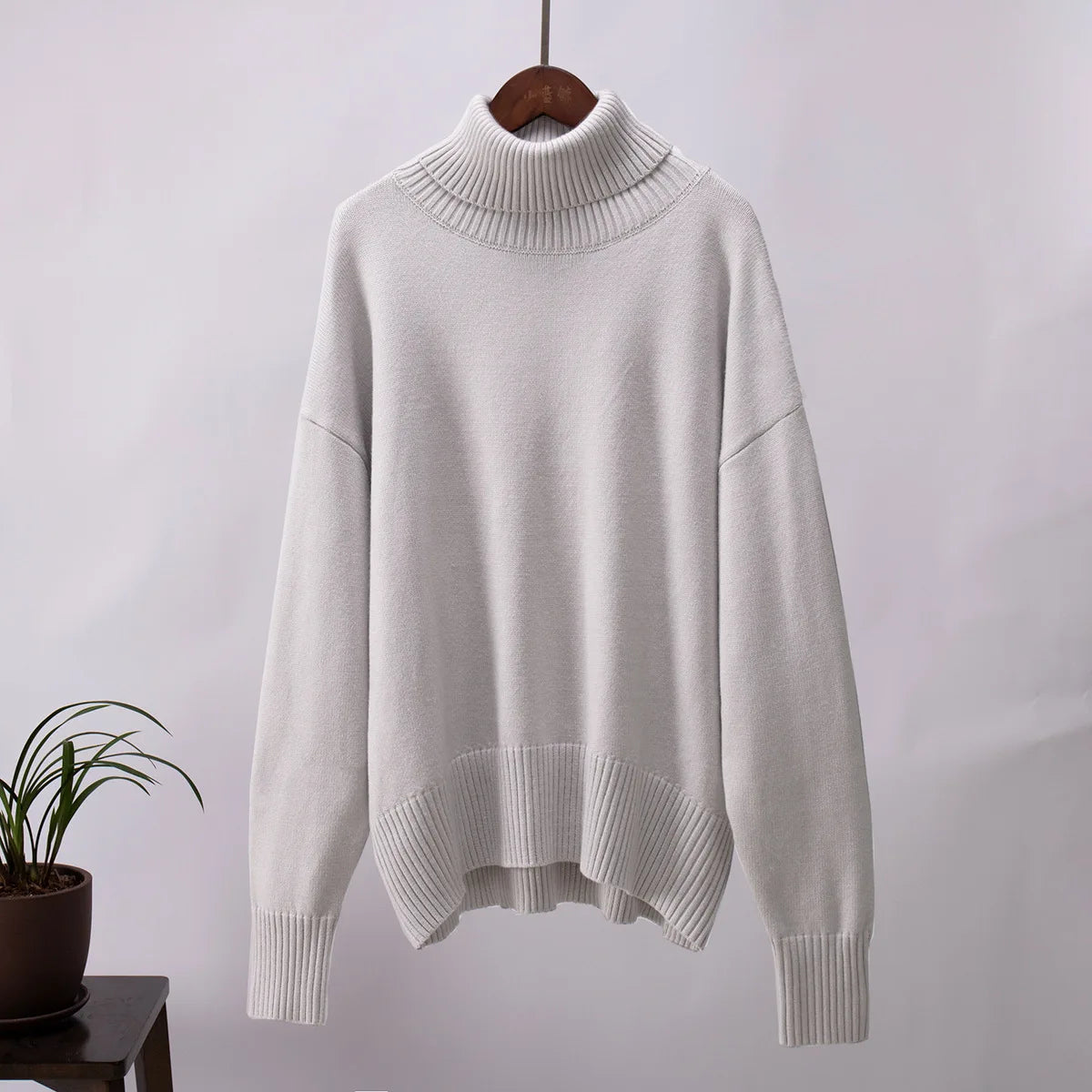 Women Solid Color Loose Knit Sweater Long Sleeve Top - Sales Savvy Shop