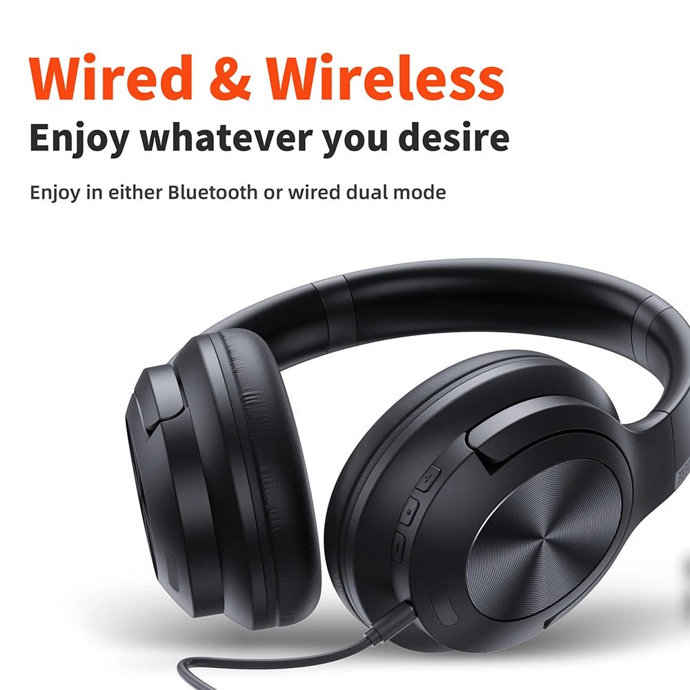 Wireless Headphones QERE E80 Bluetooth 5.3 ANC Noise Cancellation Hi-Res Audio Over Ear Headset 70 Hours Battery Life 40mm Driver - Sales Savvy Shop