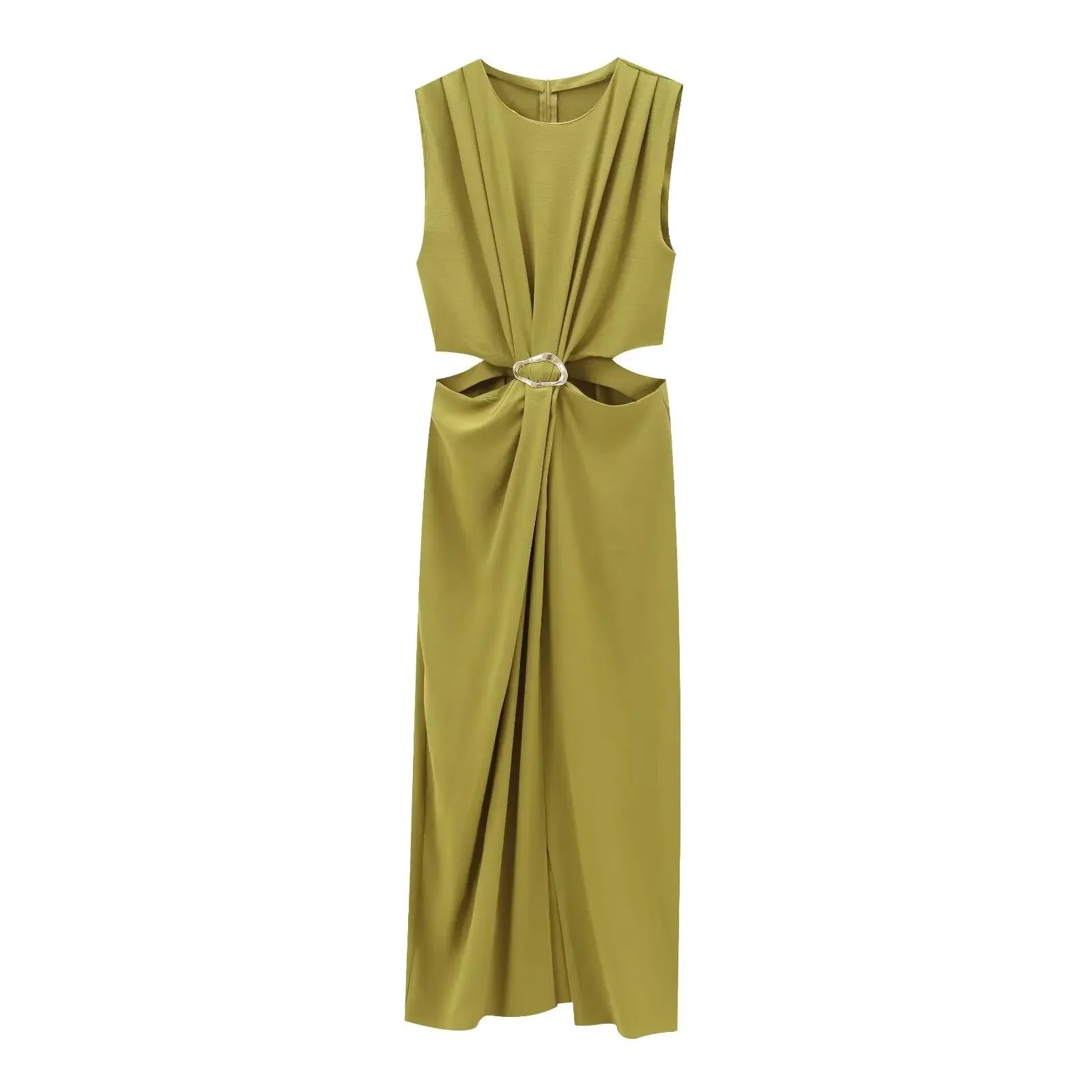 Women's 2025 Autumn Winter Sleeveless Long Dress Buckle - Sales Savvy Shop
