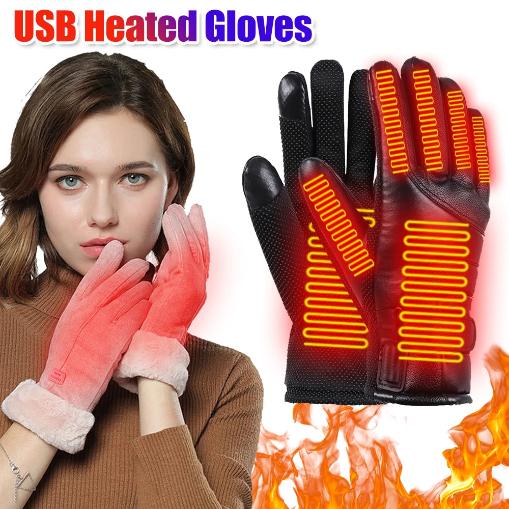 Electric Heated USB Gloves for Men Women Touchscreen Skiing - Sales Savvy Shop