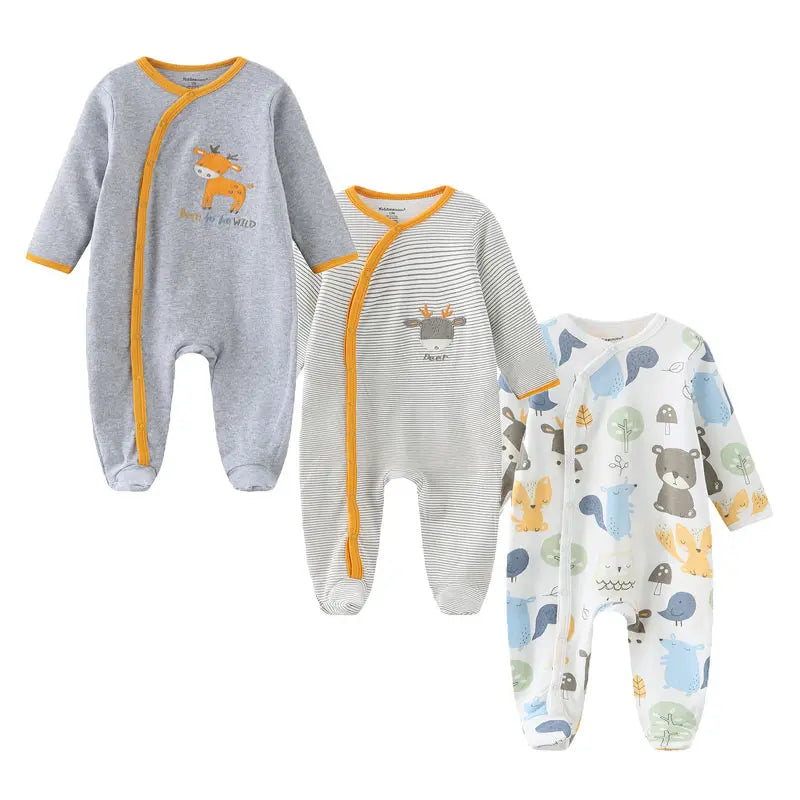Fashion 3 Piece Autumn Winter Long Sleeve Casual Baby Girl Romper 100 Percent Cotton Soft Newborn Jumpsuit Clothes - Sales Savvy Shop