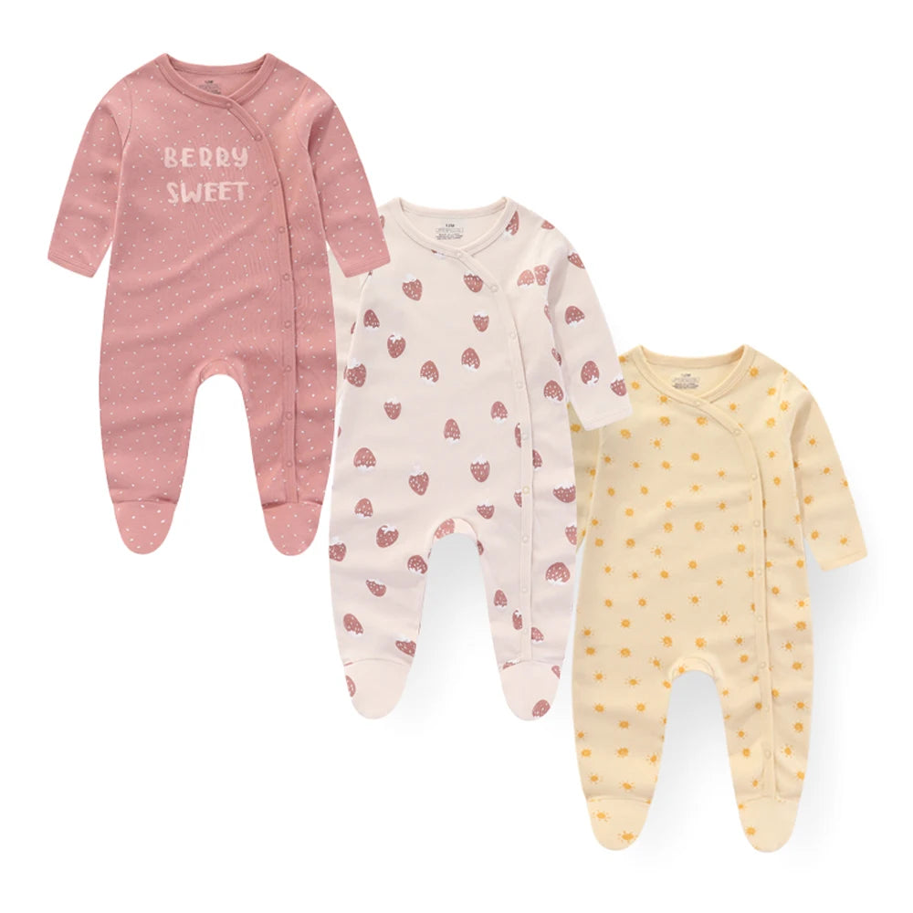 Fashion 3 Piece Autumn Winter Long Sleeve Casual Baby Girl Romper 100 Percent Cotton Soft Newborn Jumpsuit Clothes - Sales Savvy Shop