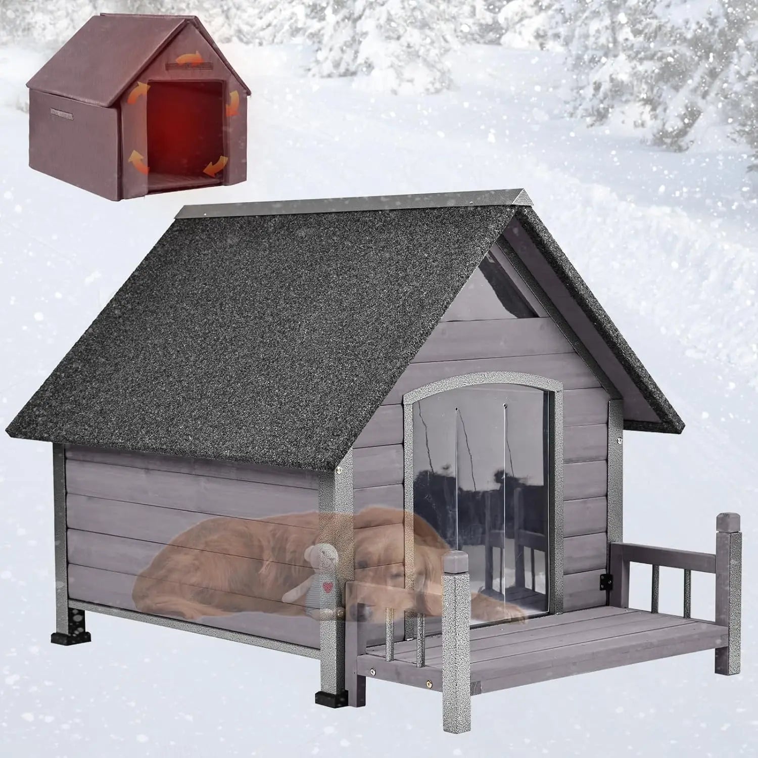 Dog House Outdoor Insulated Dog Kennel for Large Breed 50.87 Inch Weatherproof Large Dog Shelter with Anti Chewing - Sales Savvy Shop