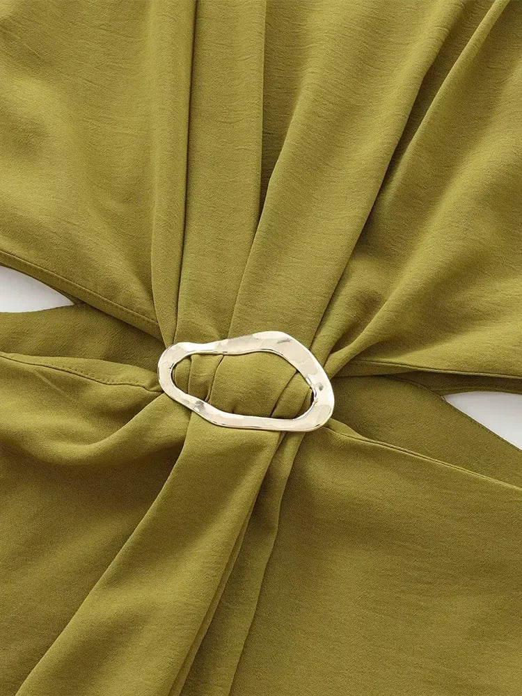 Women's 2025 Autumn Winter Sleeveless Long Dress Buckle - Sales Savvy Shop