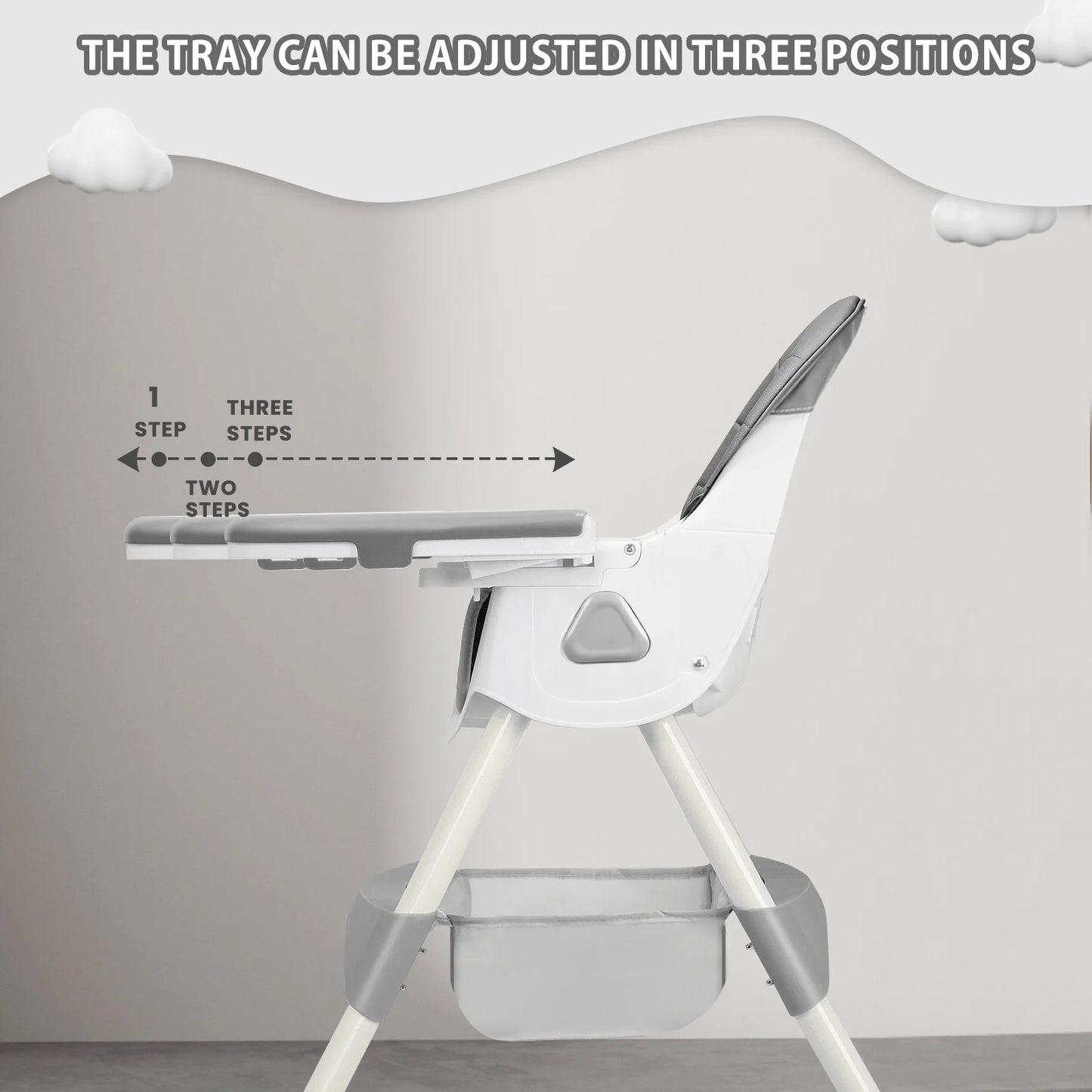 Ubravoo Foldable Baby High Chair for 6 Months and Up with Large Antislip Pad and Toy Rack Easy to Clean Feeding E500 - Sales Savvy Shop