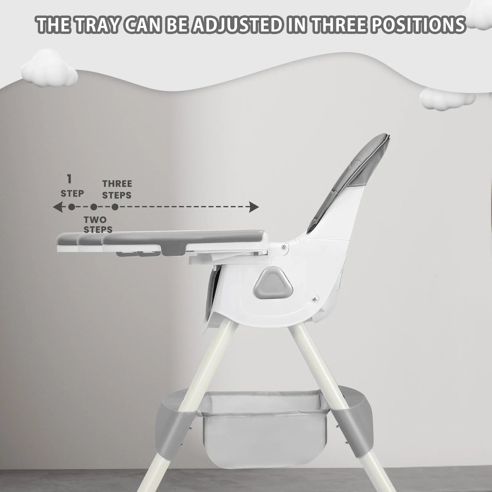 Ubravoo Foldable Baby High Chair for 6 Months and Up with Large Antislip Pad and Toy Rack Easy to Clean Feeding E500 - Sales Savvy Shop
