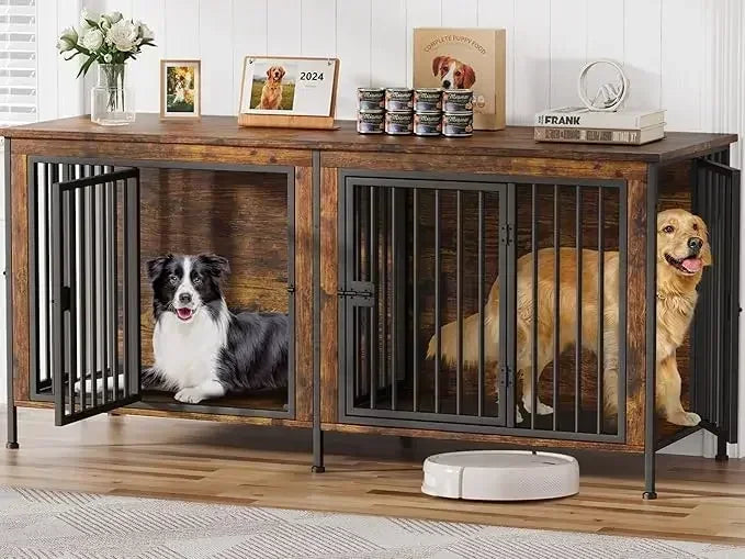 78 Inch Dog Cage Furniture for Two Dogs Extra Large Double Dog Crate for Large Breeds - Sales Savvy Shop