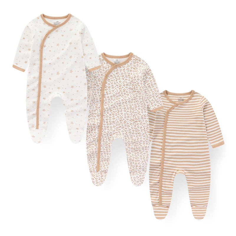 Fashion 3 Piece Autumn Winter Long Sleeve Casual Baby Girl Romper 100 Percent Cotton Soft Newborn Jumpsuit Clothes - Sales Savvy Shop
