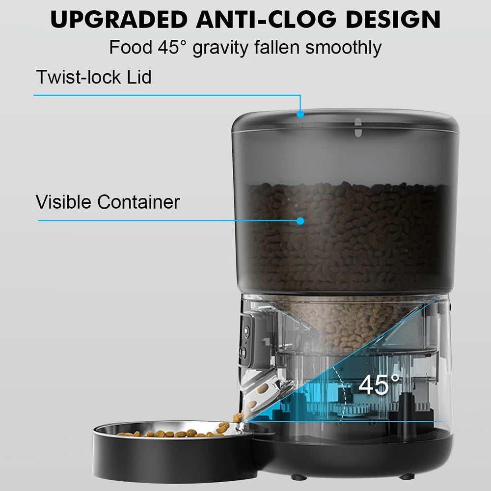 NPET 4L Automatic Smart Pet Feeder for Cats and Dogs with Stainless Steel Bowl Customizable Healthy Food Portions 1 to 9 - Sales Savvy Shop