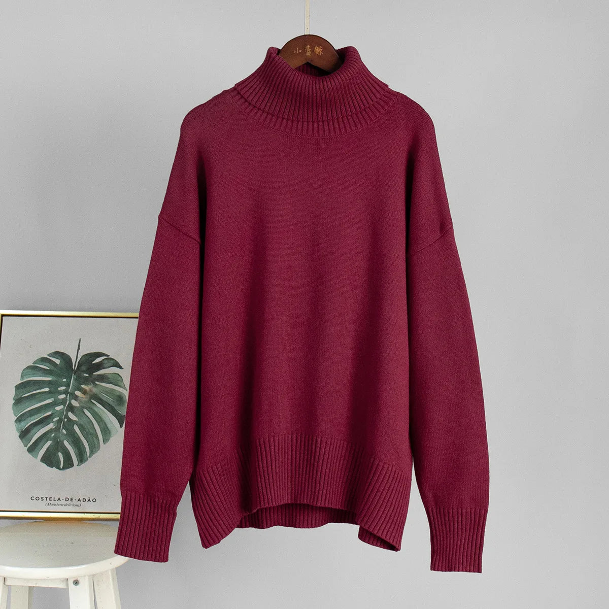 Women Solid Color Loose Knit Sweater Long Sleeve Top - Sales Savvy Shop