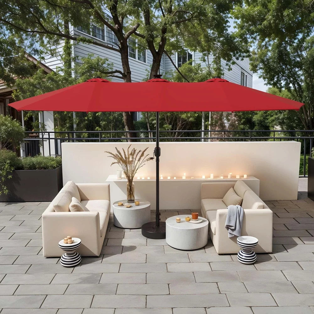 13FT Double Sided Patio Umbrella with Solar LED Lights Waterproof UV Resistant Crank Adjustable Portable Outdoor Shade - Sales Savvy Shop