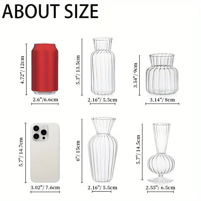 8 or 16 Pieces Modern Transparent Glass Vase Set Small Mini Flower Center Vase Hand Decorated Cute Short Window Home Decoration Wedding Reception Table Single Rose Vase - Sales Savvy Shop