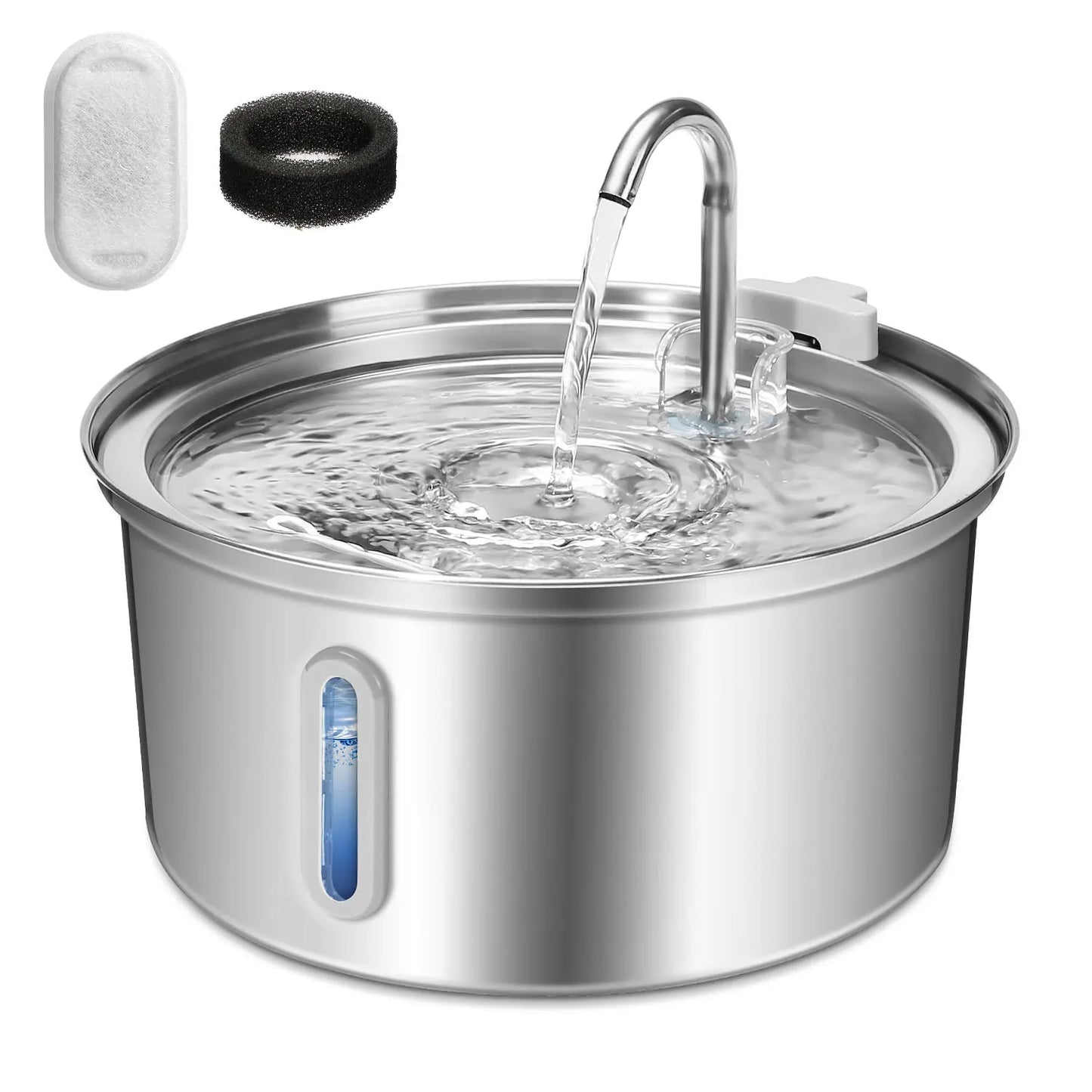 Cat Water Fountain Stainless Steel 108oz 3.2L Pet Water Fountain With Ultra Quiet Pump Filtration System Water Level Window - Sales Savvy Shop