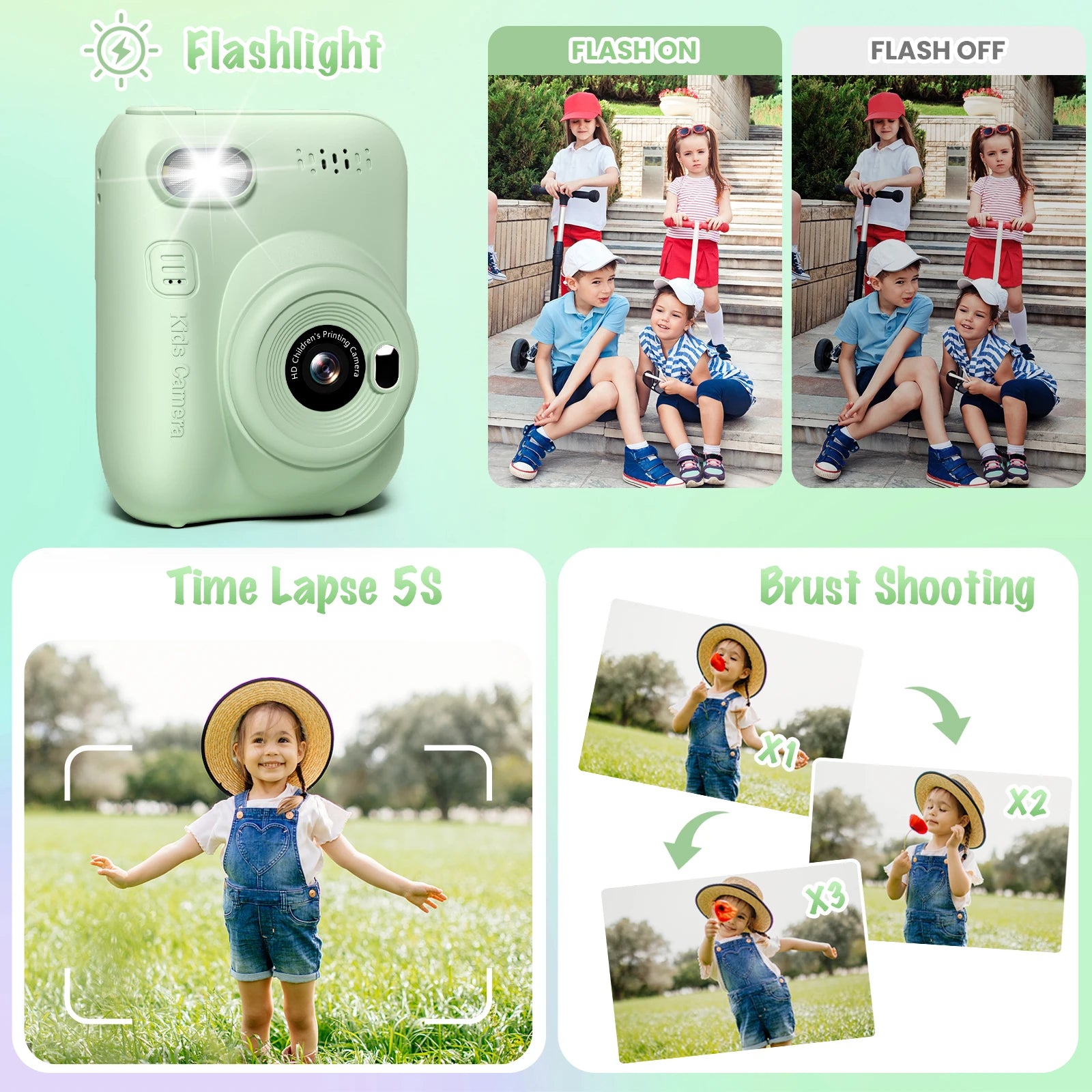 Gofunly Kids Instant Print Camera 3 Inch Mini Digital Camera 1080P Portable Video Recorder Gift For Children Aged 6 To 12 Years - Sales Savvy Shop