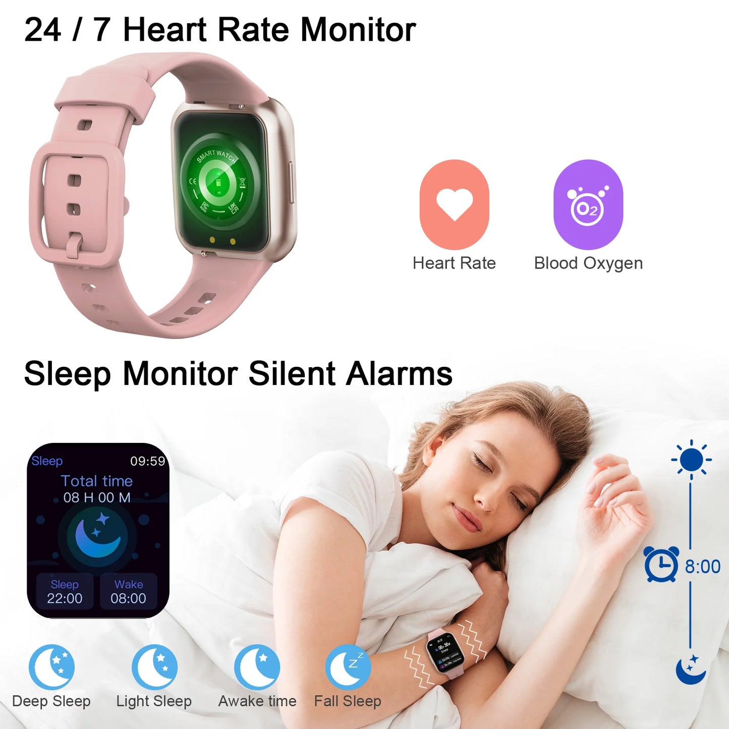 Smart Watch Fitness Tracker for Men and Women 1.69 Inch Touch Screen Smartwatch with Pedometer and Sleep Monitor - Sales Savvy Shop