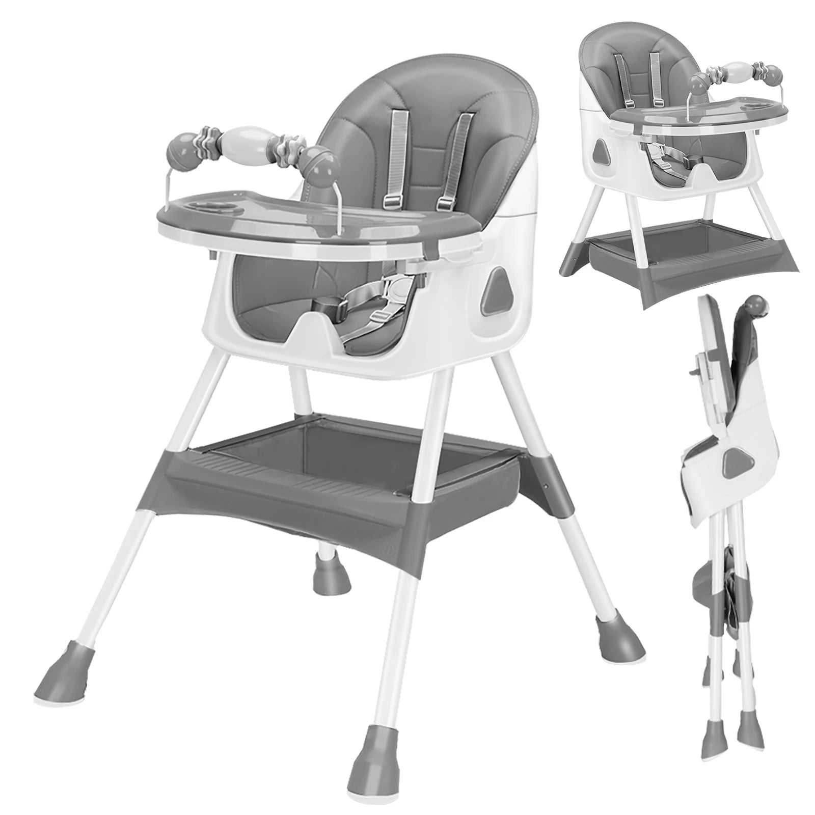 Ubravoo Foldable Baby High Chair for 6 Months and Up with Large Antislip Pad and Toy Rack Easy to Clean Feeding E500 - Sales Savvy Shop