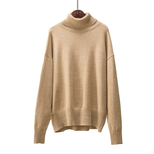 Women Solid Color Loose Knit Sweater Long Sleeve Top - Sales Savvy Shop