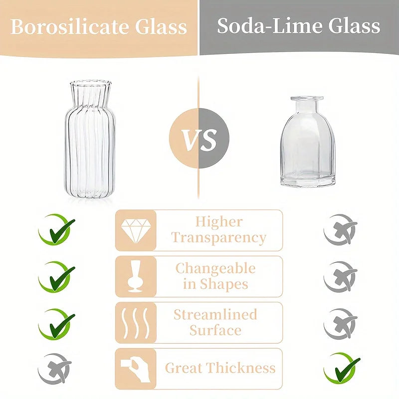 8 or 16 Pieces Modern Transparent Glass Vase Set Small Mini Flower Center Vase Hand Decorated Cute Short Window Home Decoration Wedding Reception Table Single Rose Vase - Sales Savvy Shop
