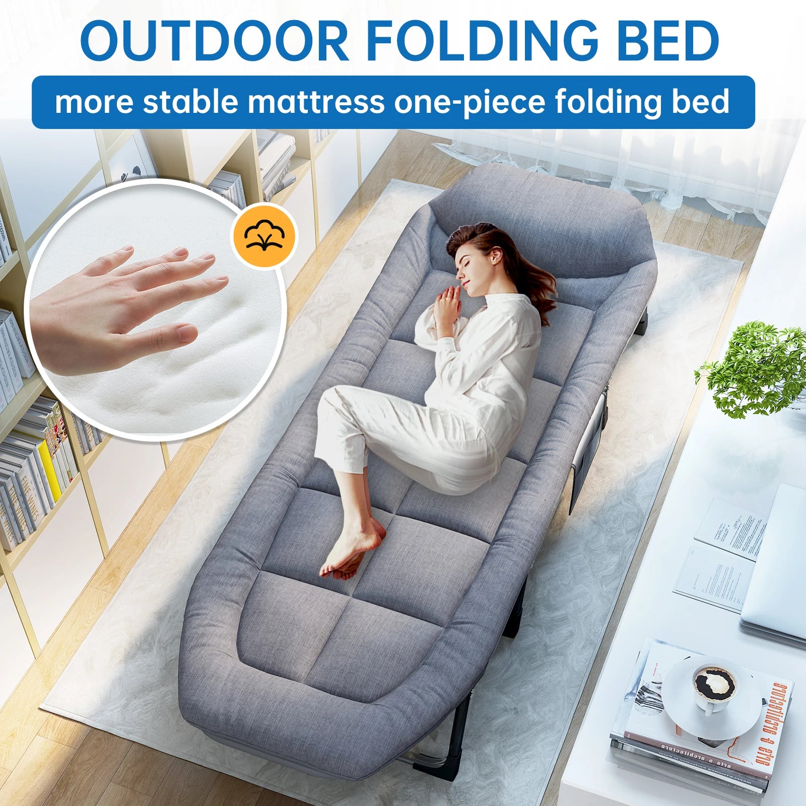 Niceway 6 Adjustable Positions Camping Cot with Mattress and Pillow for Adults 550 Pounds Heavy Duty Sleeping Cot Outdoor Folding Bed - Sales Savvy Shop
