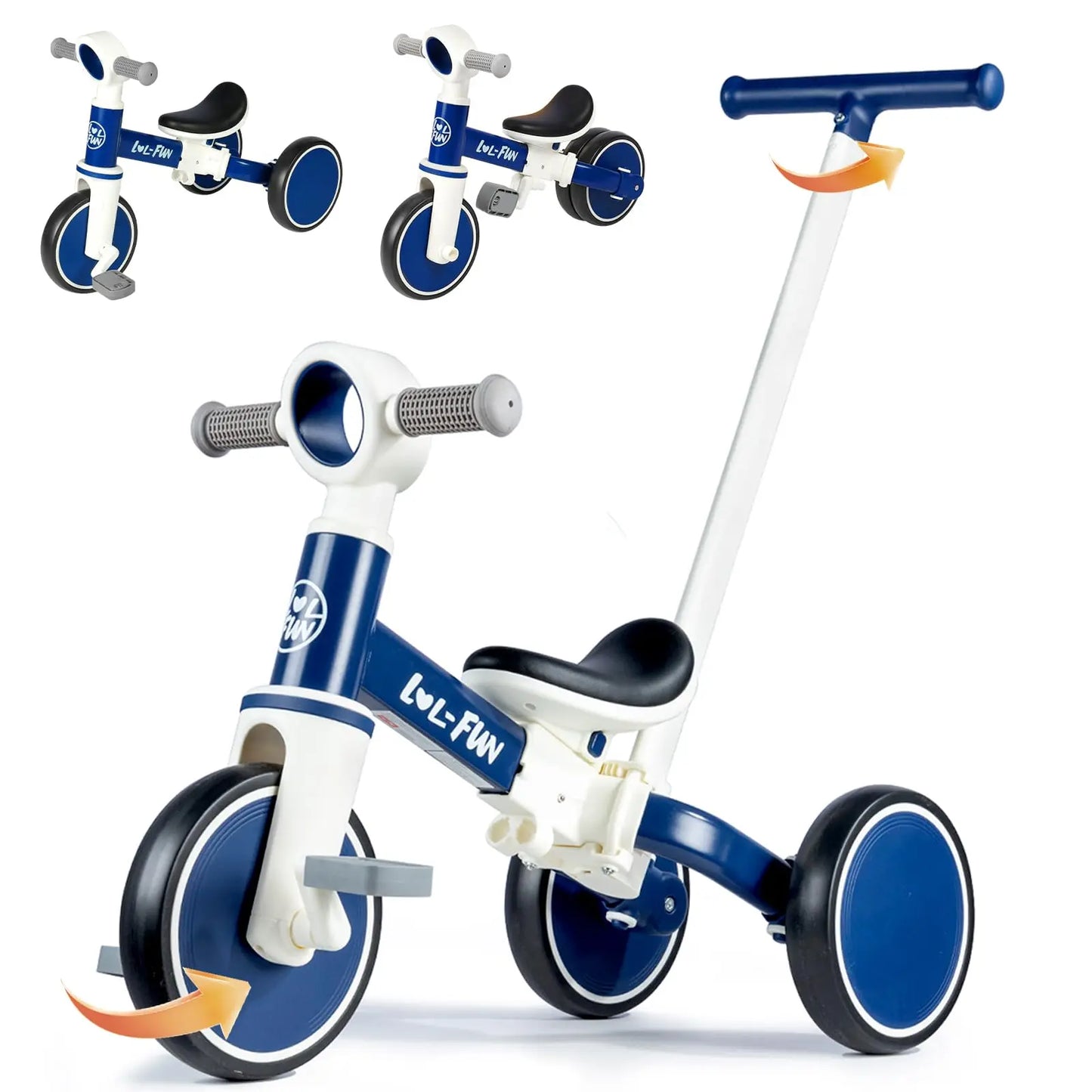 5 in 1 Toddler Tricycles for 1 to 3 Year Olds Baby Balance Bike with Parent Steering Push Handle - Sales Savvy Shop