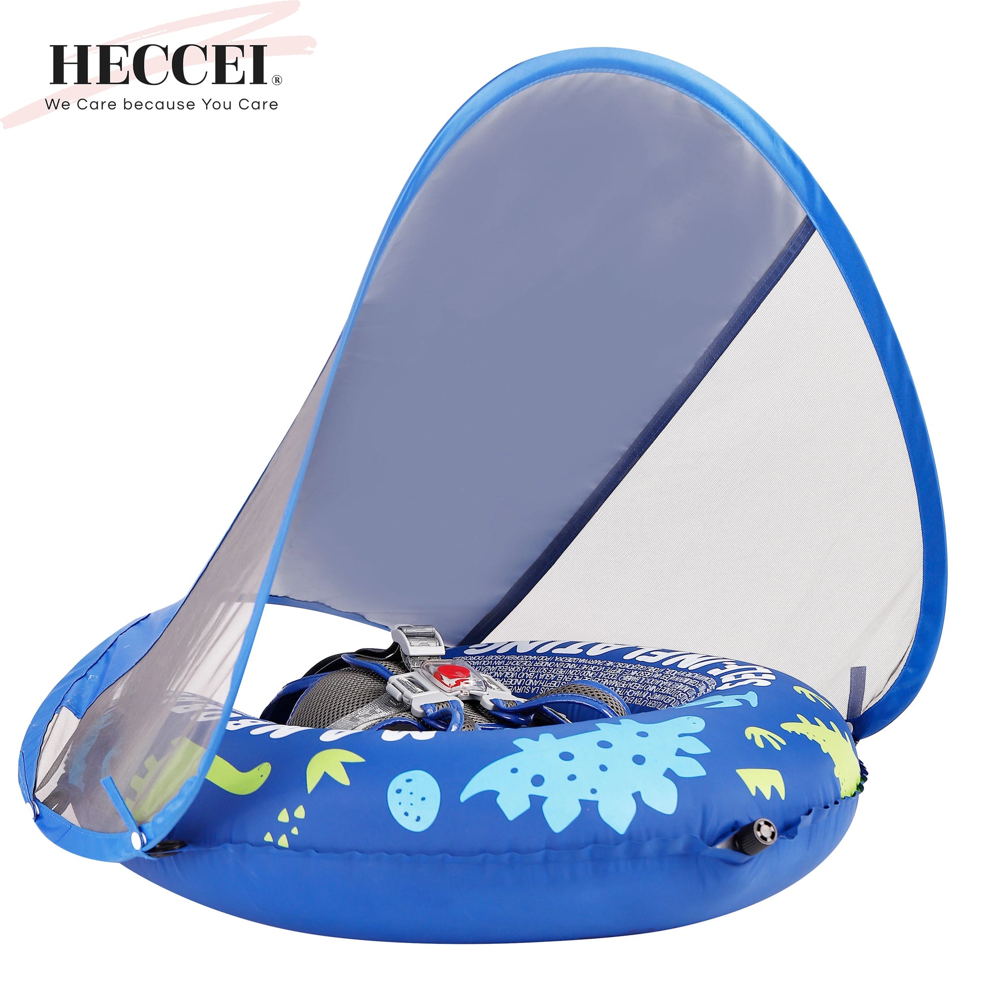 Hecciei Mambobaby Self Inflating Baby Swim Float with Canopy Compressible Folding Pool Float Soft Waterproof Swim Trainer - Sales Savvy Shop