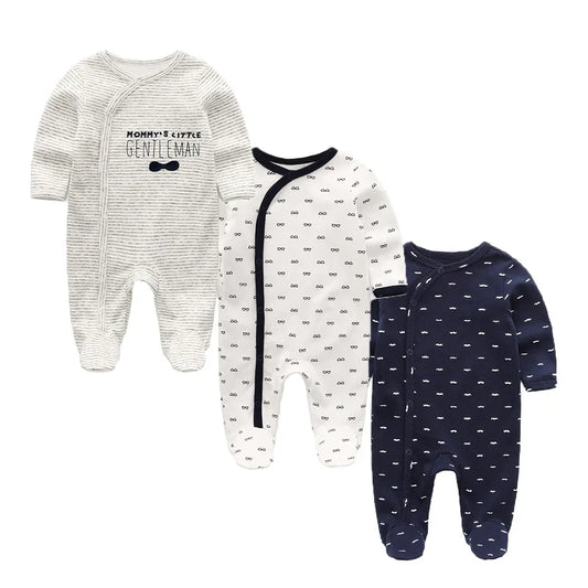 Fashion 3 Piece Autumn Winter Long Sleeve Casual Baby Girl Romper 100 Percent Cotton Soft Newborn Jumpsuit Clothes