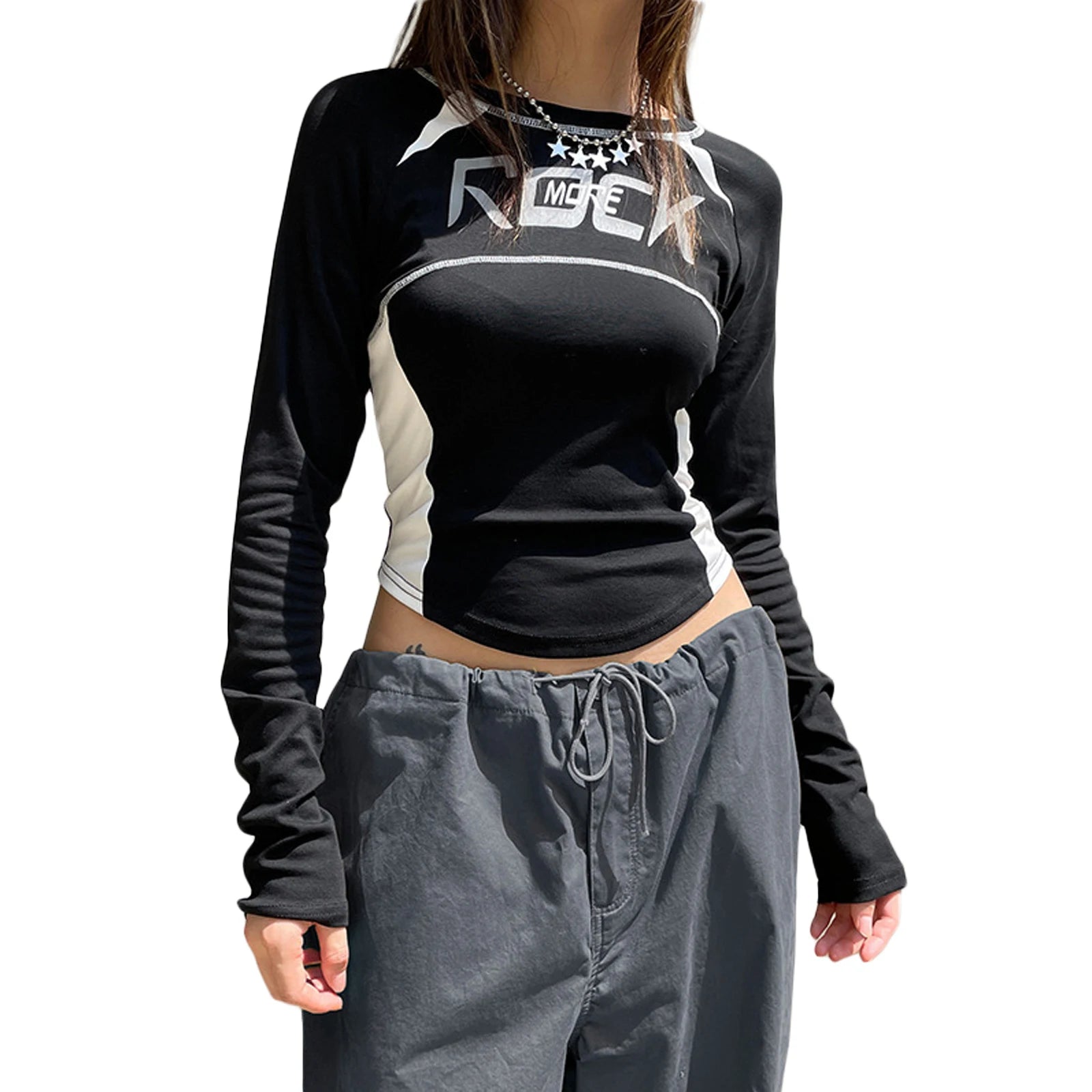 Women’s Crew Neck Long Sleeve Casual T-Shirt with Fashion Letter Print - Sales Savvy Shop