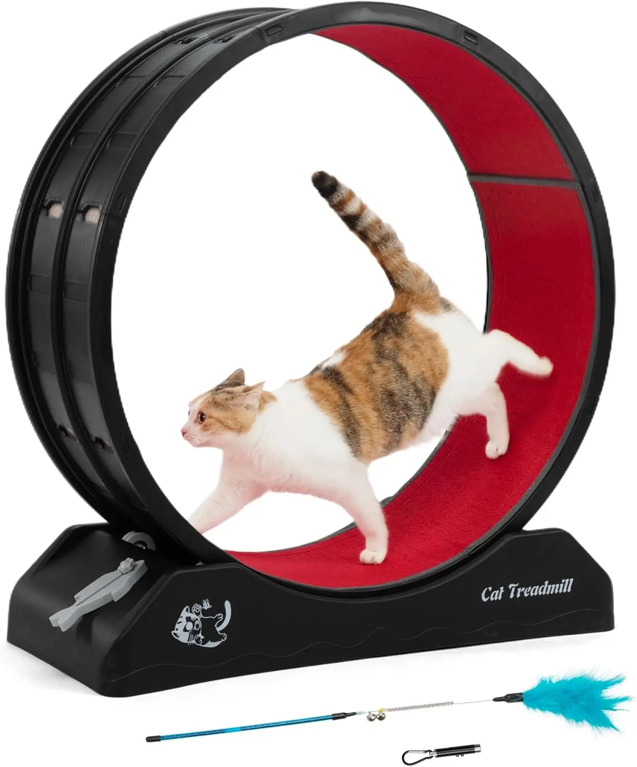 Cat Exercise Wheel Treadmill with Locking Mechanism Carpeted Runway Large Wheel for All Breeds - Sales Savvy Shop