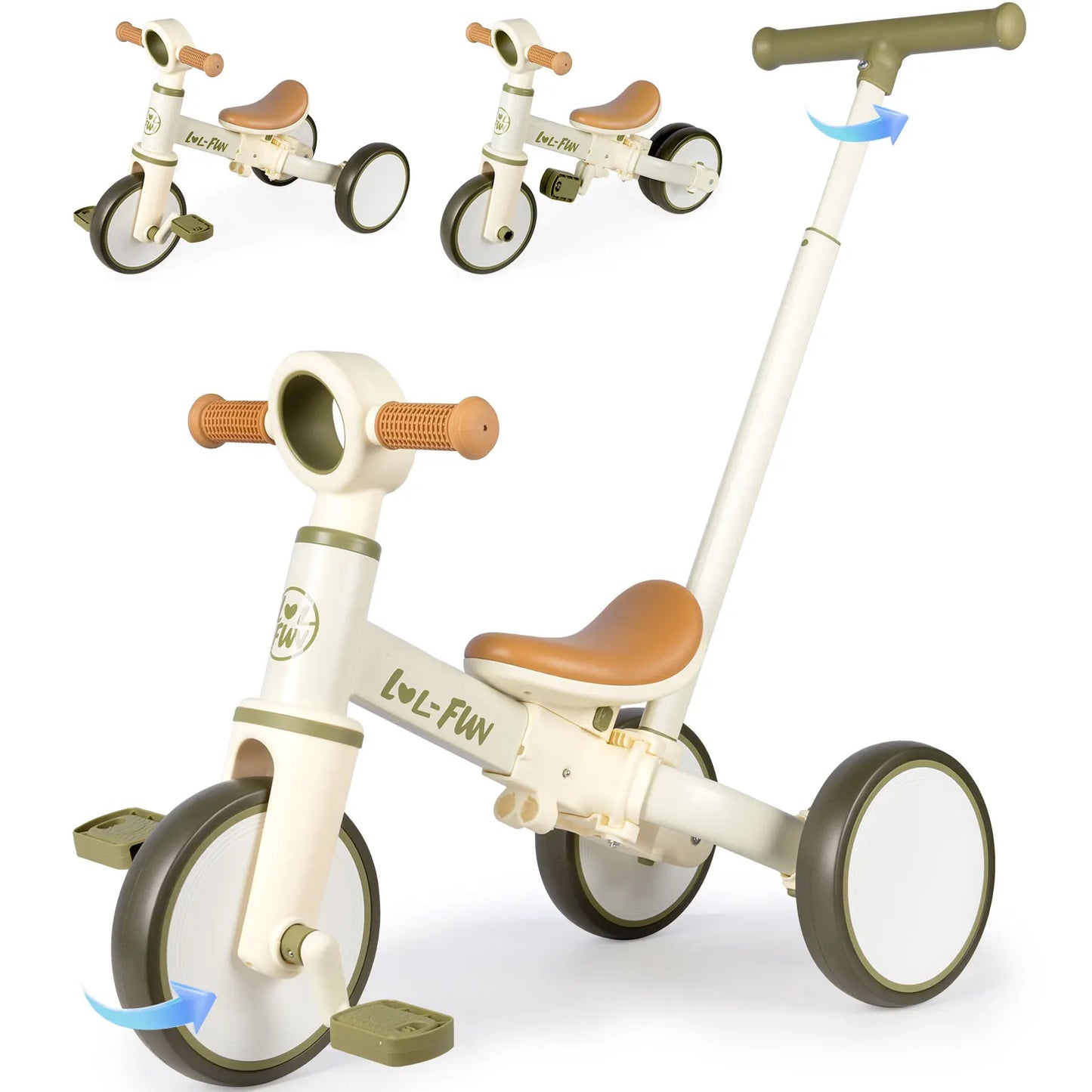 5 in 1 Toddler Tricycles for 1 to 3 Year Olds Baby Balance Bike with Parent Steering Push Handle - Sales Savvy Shop