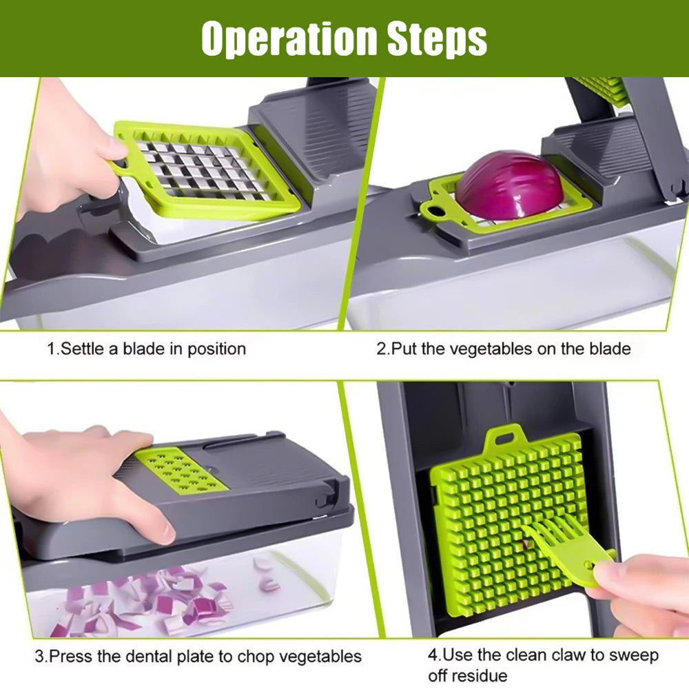 14 in 1 Multifunctional Vegetable Onion Manual Chopper Food Kitchen Potato Cutter Shredder Slicer Kitchen Gadget - Sales Savvy Shop
