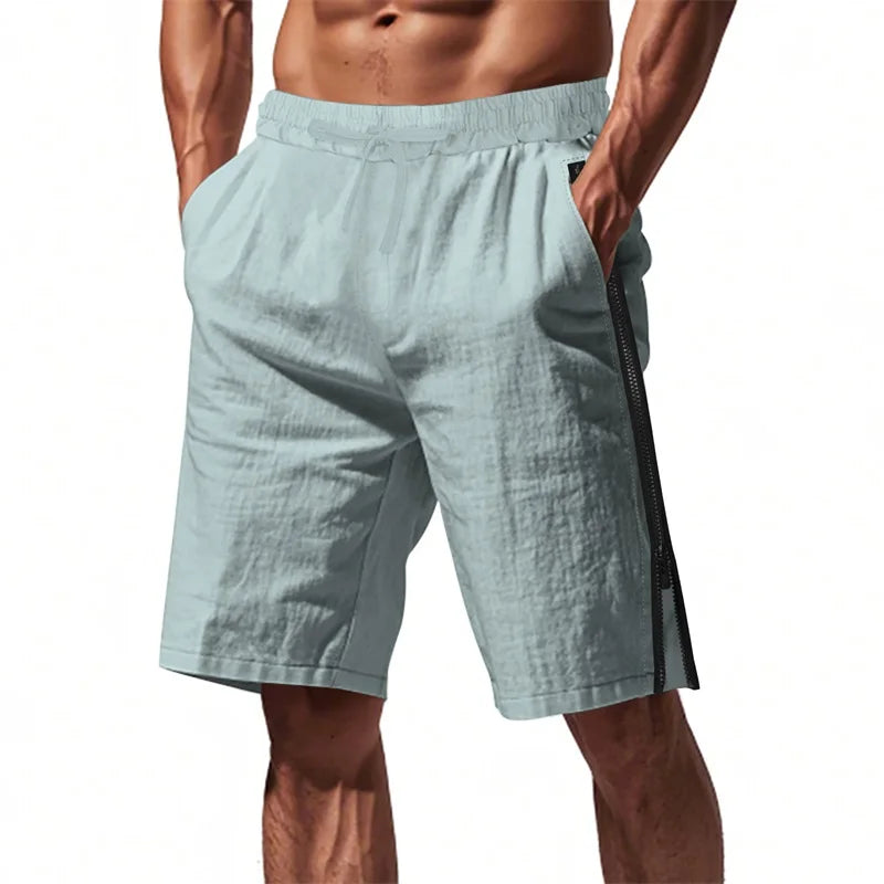 Men's Stylish Drawstring Elastic Waist Shorts with Side Zipper Detail and Loose Fit for Summer Casual Wear - Sales Savvy Shop