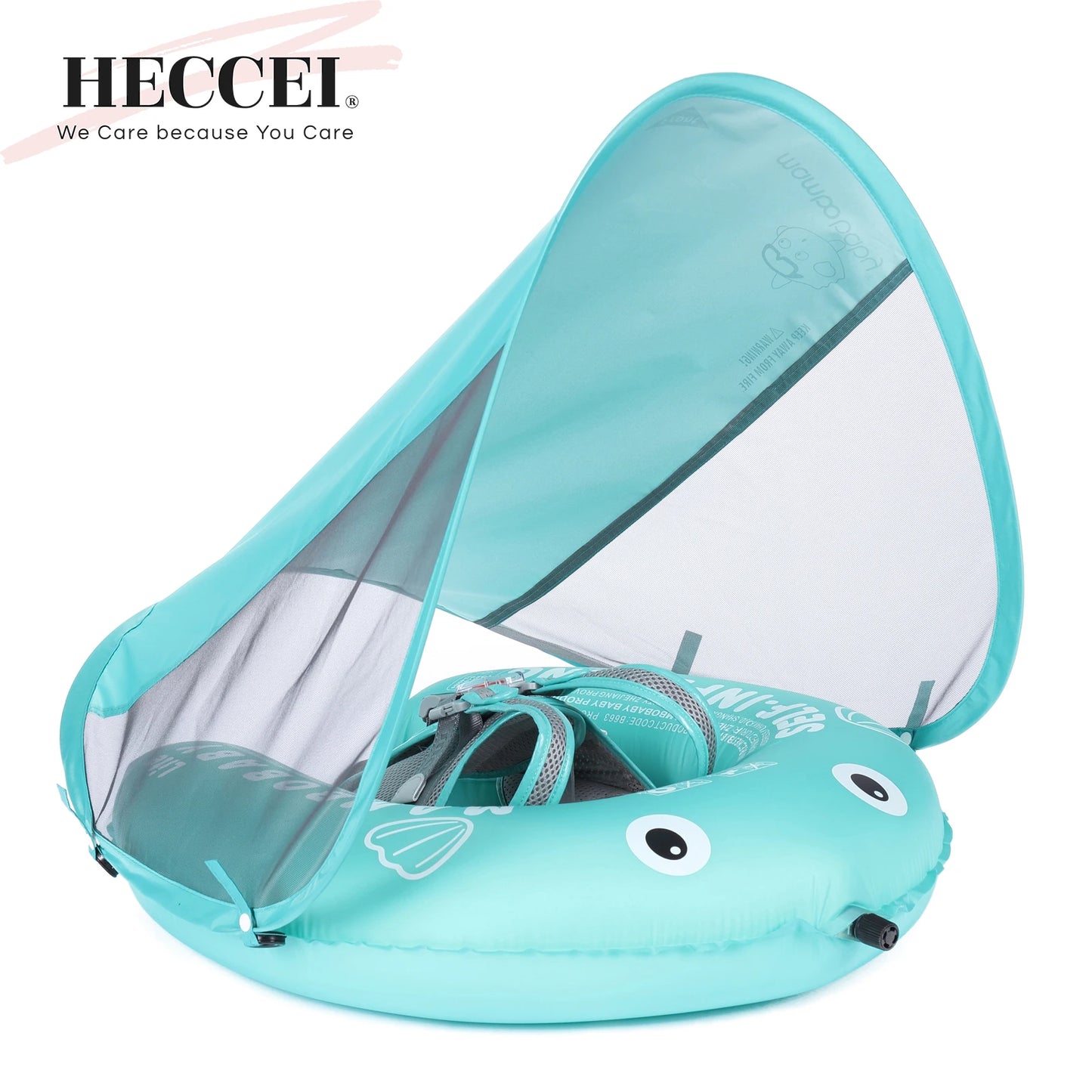 Hecciei Mambobaby Self Inflating Baby Swim Float with Canopy Compressible Folding Pool Float Soft Waterproof Swim Trainer - Sales Savvy Shop