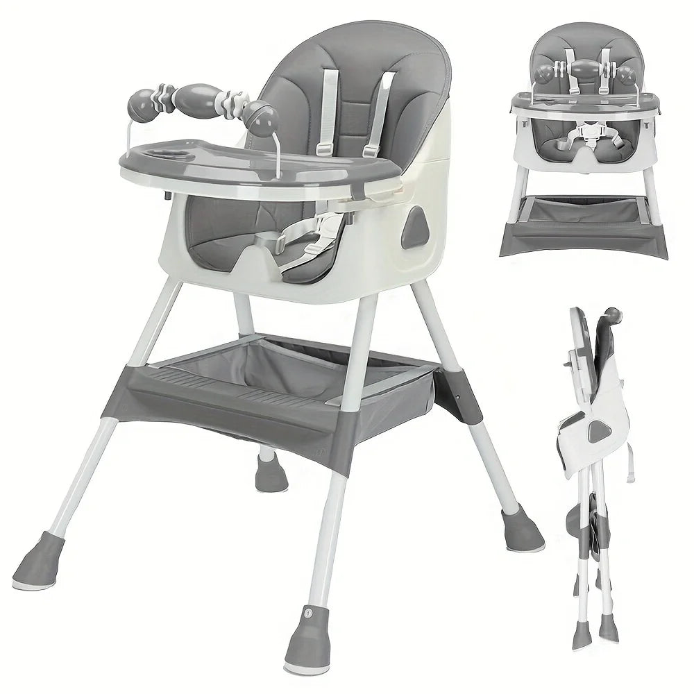 Ubravoo Foldable Baby High Chair for 6 Months and Up with Large Antislip Pad and Toy Rack Easy to Clean Feeding E500 - Sales Savvy Shop