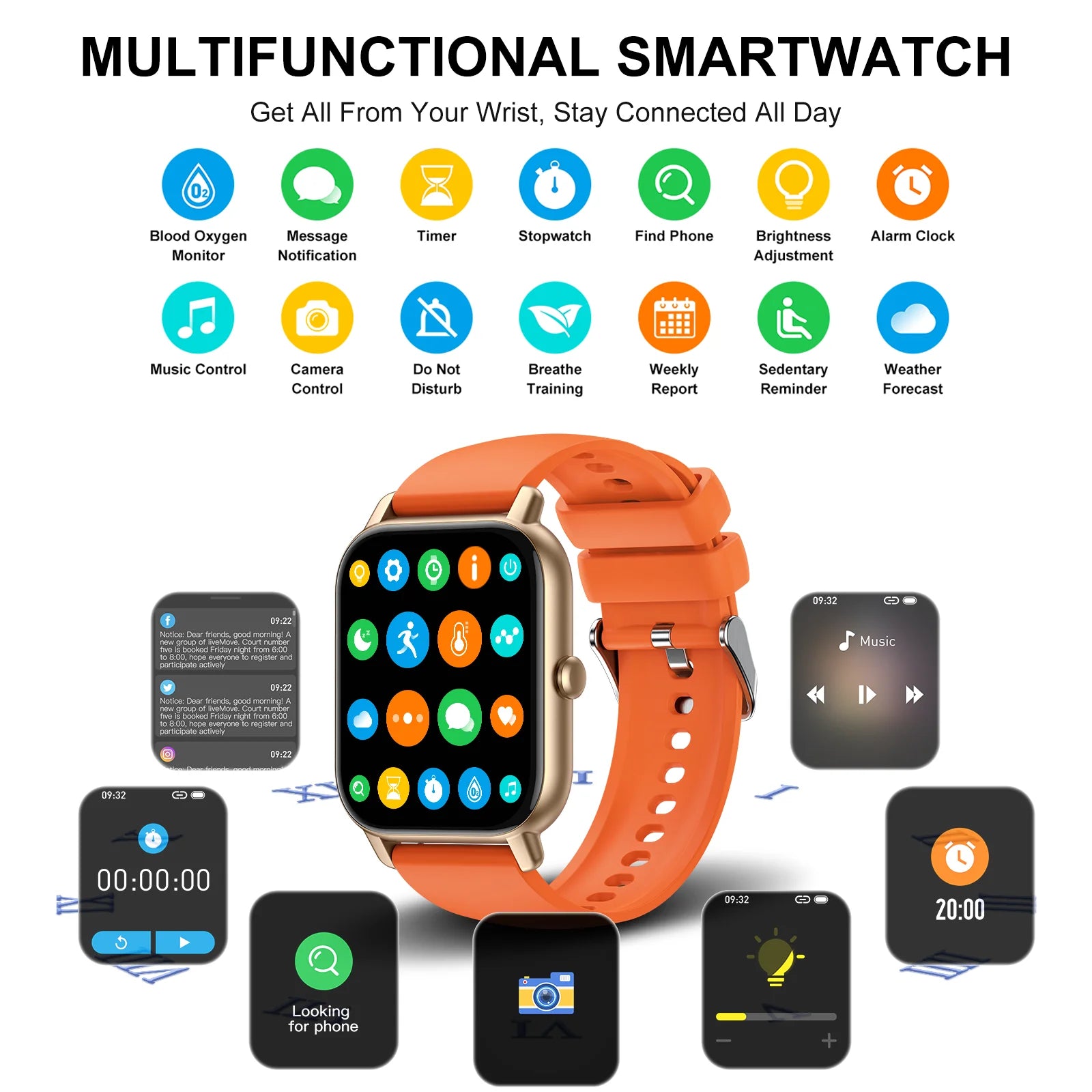 Nerunsa Smart Watch 1.85 Inch IP68 Waterproof Fitness Tracker with 110 Plus Sport Modes Heart Rate and Sleep Monitor - Sales Savvy Shop