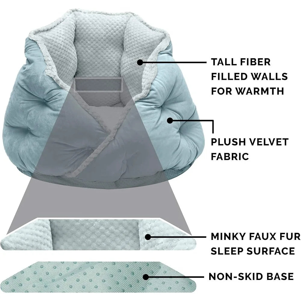 Comfortable Washable Pet Bed for Indoor Cats and Small Dogs Fiber-Filled Hug Bed with Non-Slip Base Cozy Plush Sleeping Space - Sales Savvy Shop