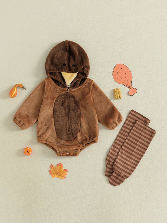 Adorable Infant Chicken Outfit Hooded Romper With Leggings - Sales Savvy Shop