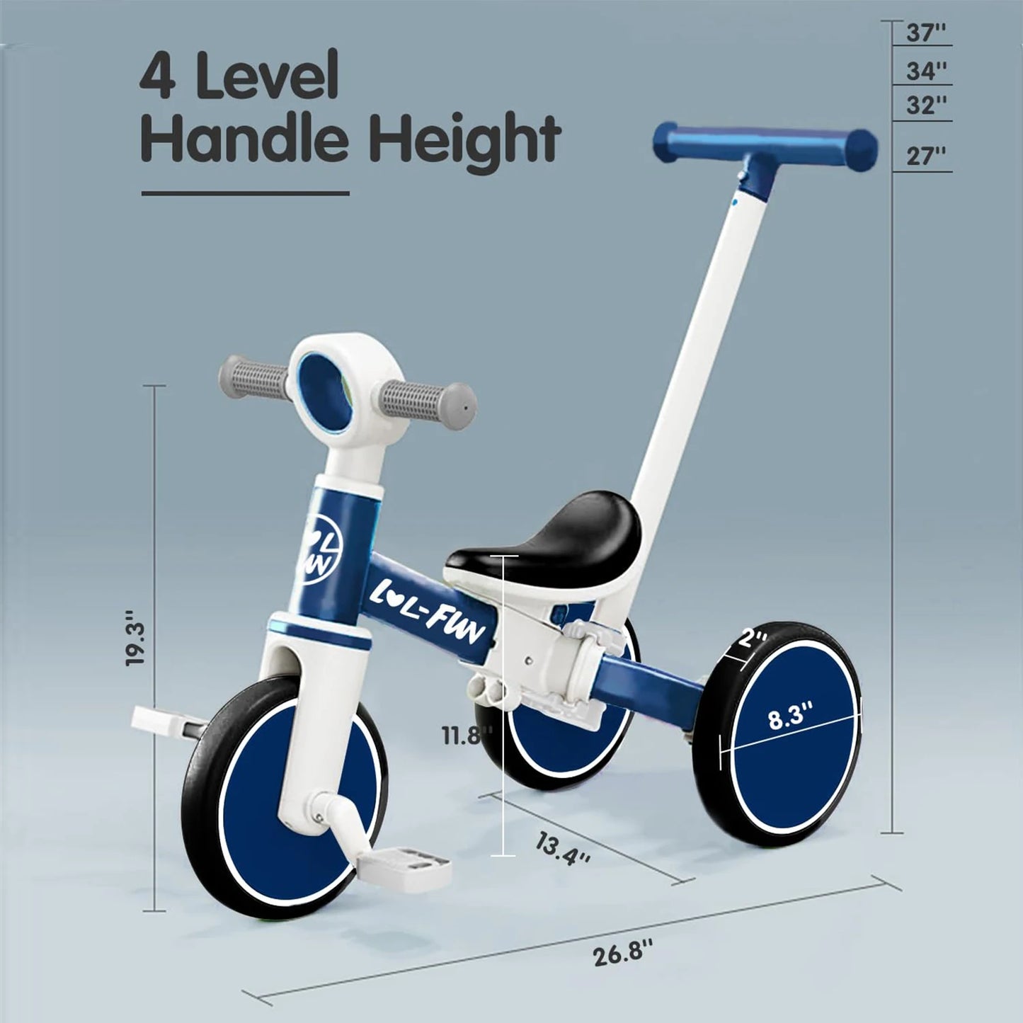 5 in 1 Toddler Tricycles for 1 to 3 Year Olds Baby Balance Bike with Parent Steering Push Handle - Sales Savvy Shop