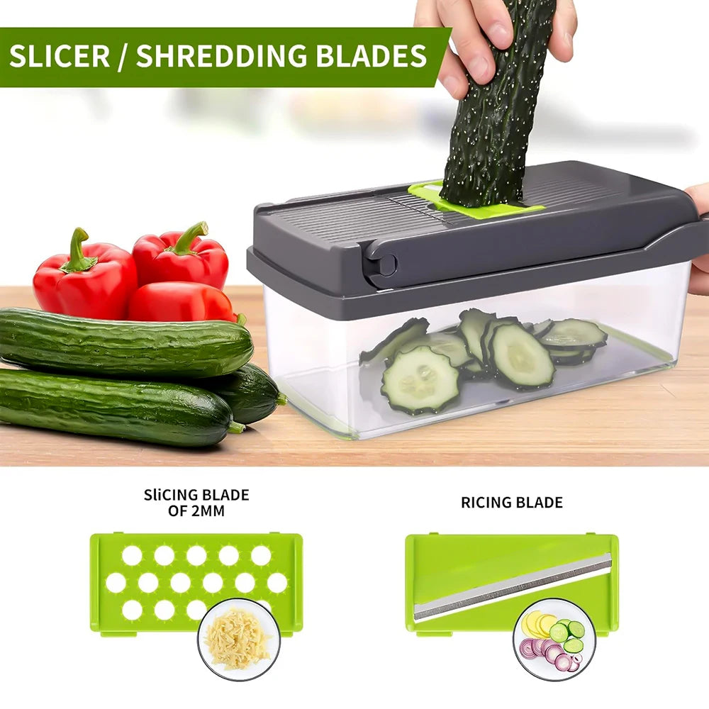 14 in 1 Multifunctional Vegetable Onion Manual Chopper Food Kitchen Potato Cutter Shredder Slicer Kitchen Gadget - Sales Savvy Shop