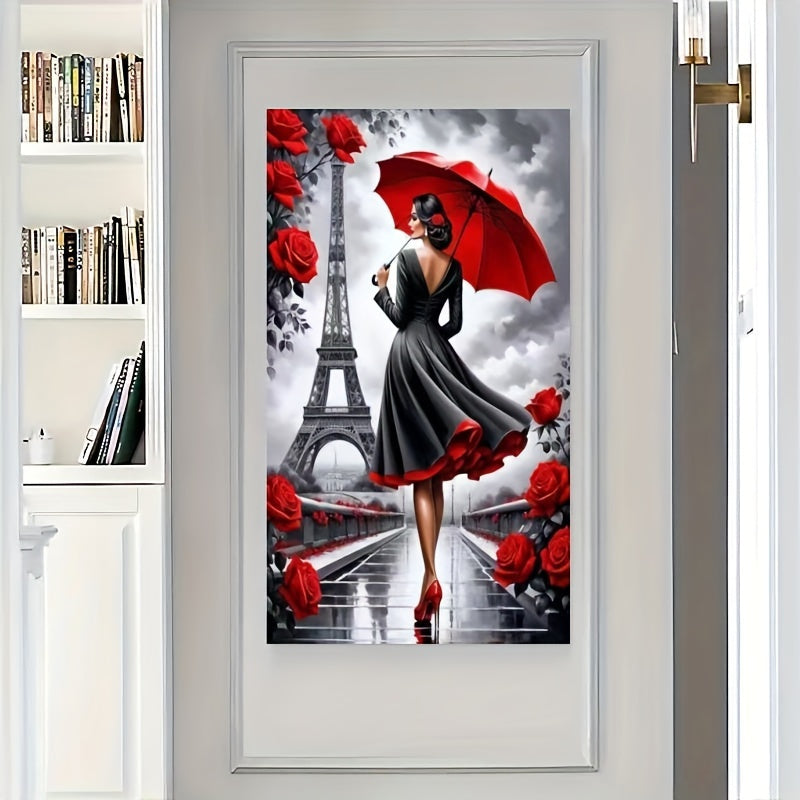 Lady with Umbrella Wall Art Wrapped Canvas Fashion Print for Home Office Bedroom Living Room Decor - Sales Savvy Shop