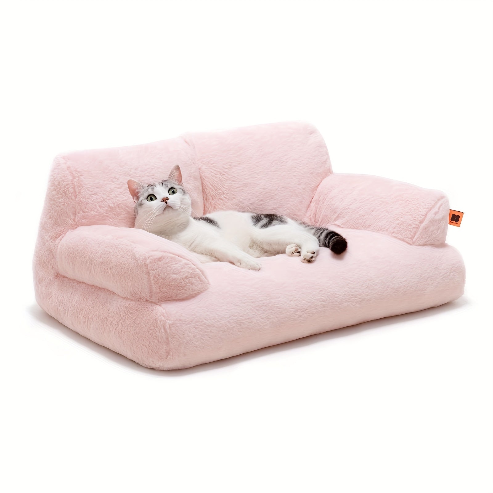 Cozy Cat Palace Large Cat Bed Sofa Ultra Soft Fluffy Anti Slip White Pet Couch for Cats and Small Dogs - Sales Savvy Shop