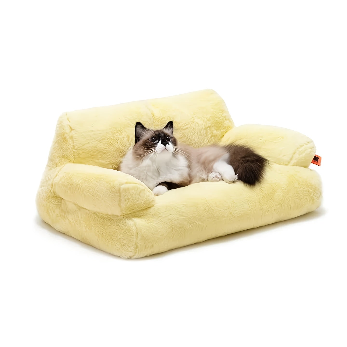 Cozy Cat Palace Large Cat Bed Sofa Ultra Soft Fluffy Anti Slip White Pet Couch for Cats and Small Dogs - Sales Savvy Shop