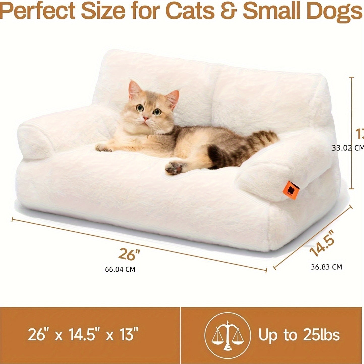 Cozy Cat Palace Large Cat Bed Sofa Ultra Soft Fluffy Anti Slip White Pet Couch for Cats and Small Dogs - Sales Savvy Shop